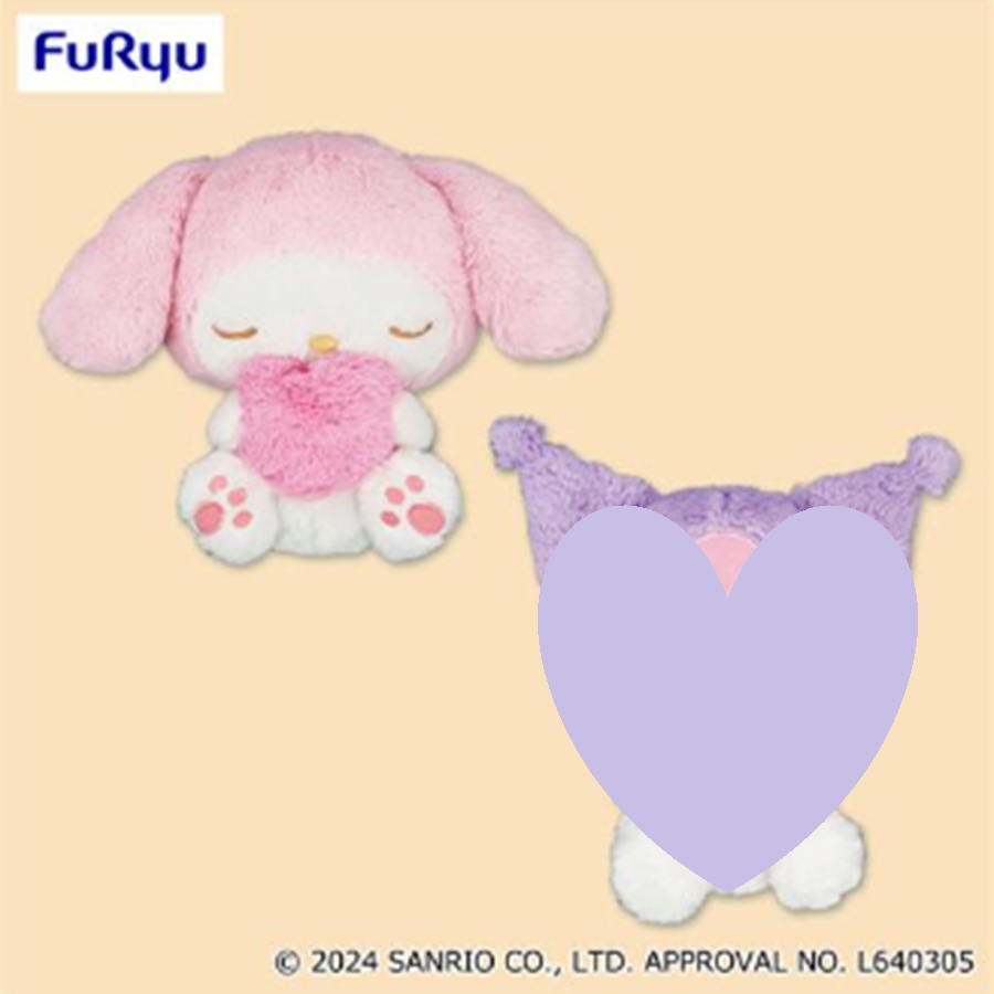 Sanrio - My Melody and Kuromi Fluffy Heart Plush 33cm (FURYU)