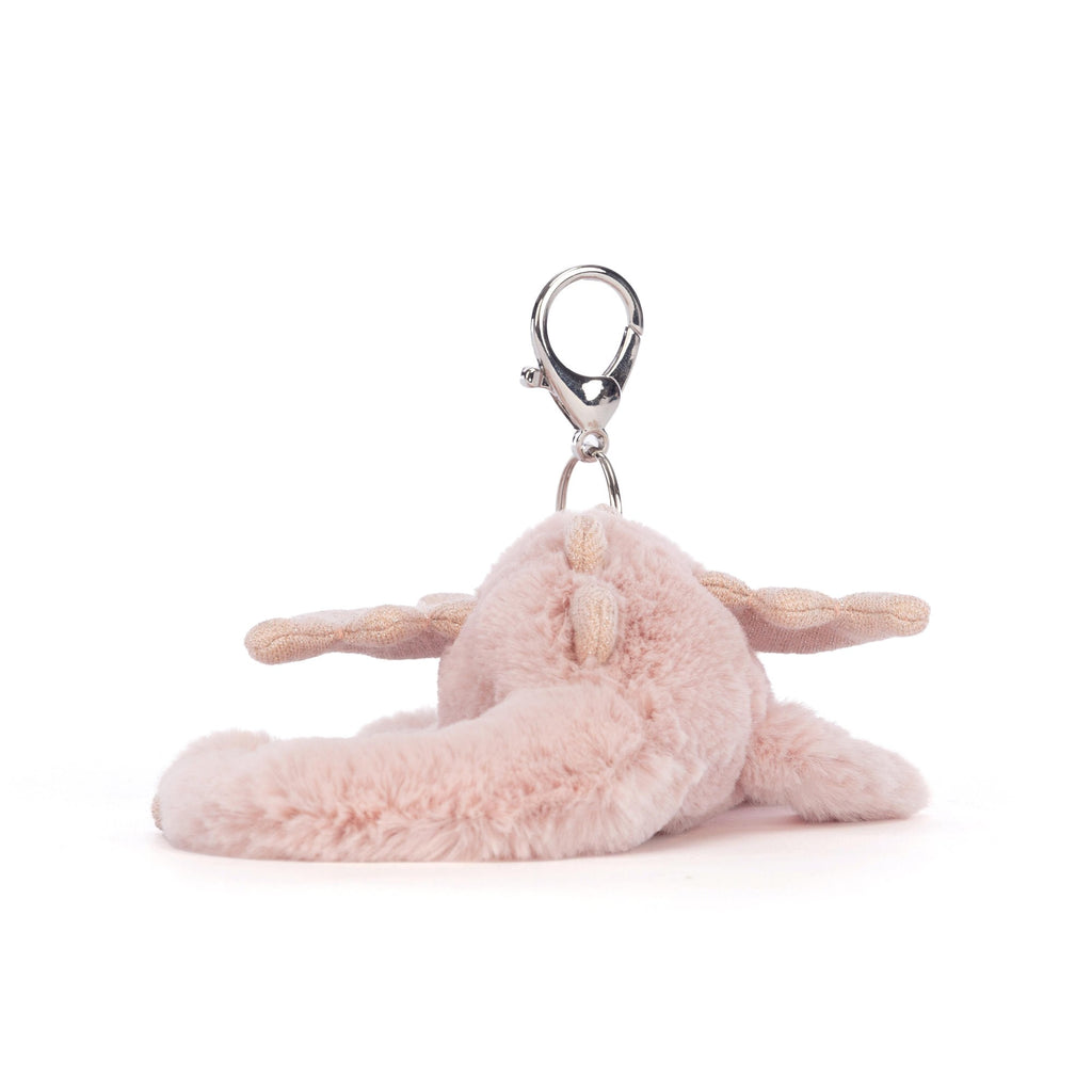 Jellycat Rose Dragon Bag Charm Pink & Glitter 12x8x22cm