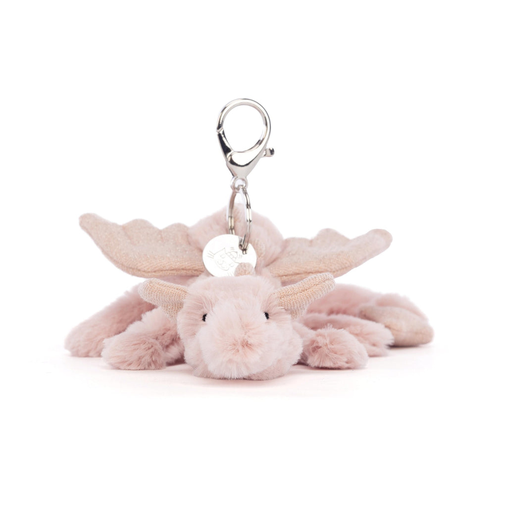 Jellycat Rose Dragon Bag Charm Pink & Glitter 12x8x22cm