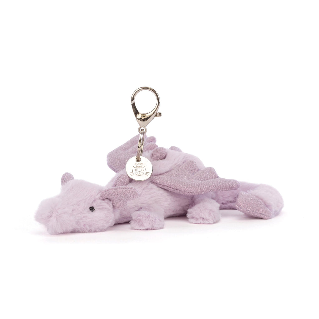 Jellycat Lavender Dragon Bag Charm Lavender & Glitter 12x8x22cm