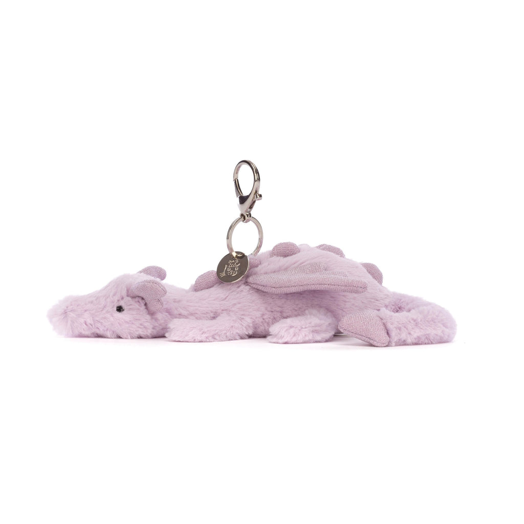 Jellycat Lavender Dragon Bag Charm Lavender & Glitter 12x8x22cm