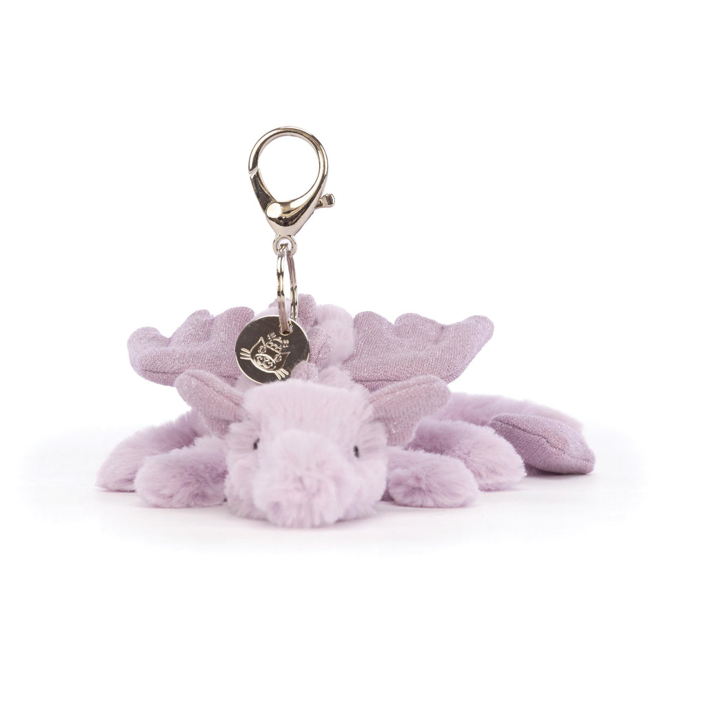 Jellycat Lavender Dragon Bag Charm Lavender & Glitter 12x8x22cm