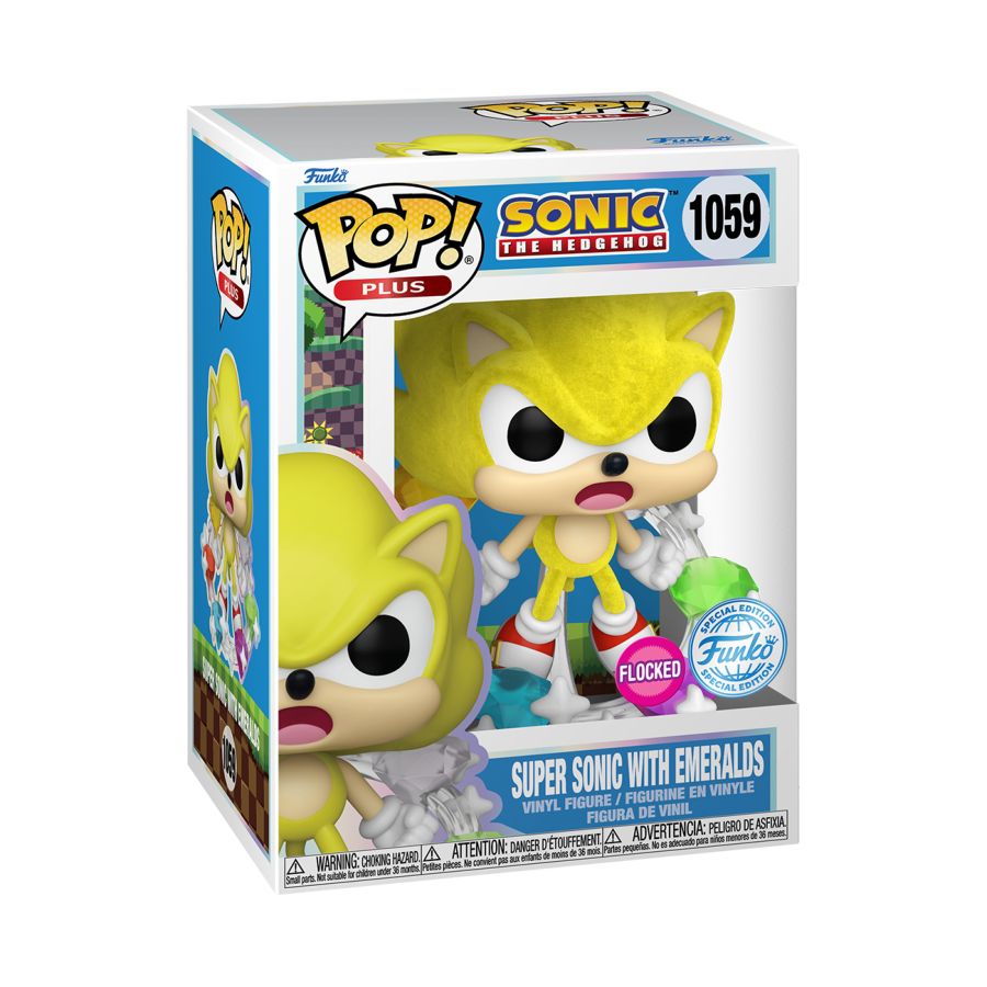 Sonic - Super Sonic with Emeralds US Exclusive Flocked Pop! Vinyl [RS]